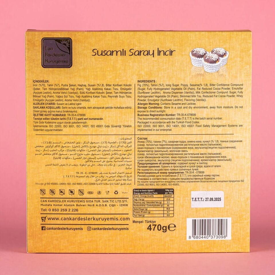 Çikolatalı Susamlı Saray İnciri 470 g