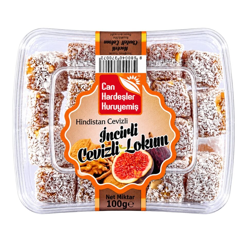Hindistan Cevizli İncirli Cevizli Lokum 100 g