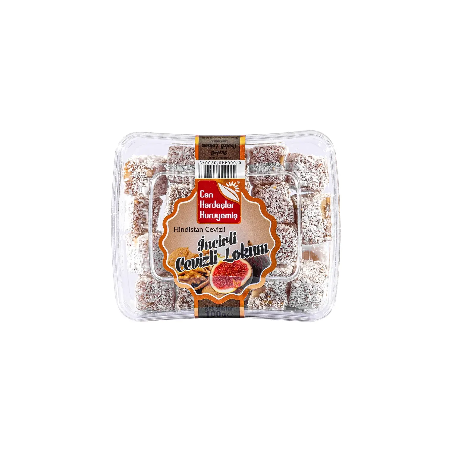 Hindistan Cevizli İncirli Cevizli Lokum 100g