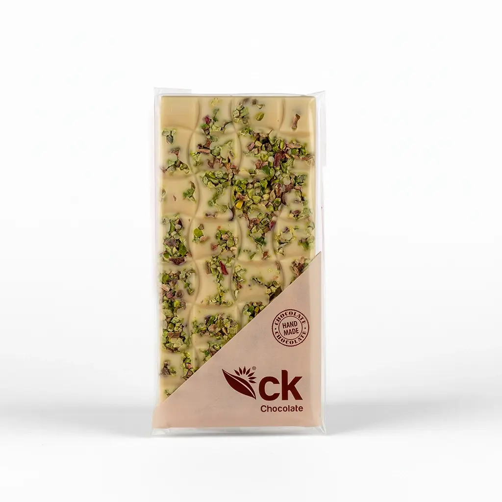 Antep Fıstıklı Beyaz Tablet Çikolata 100g