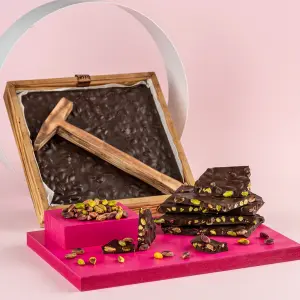 Çekiçli Bitter Antepli Beyoğlu Çikolata 500g - Ahşap Kutu